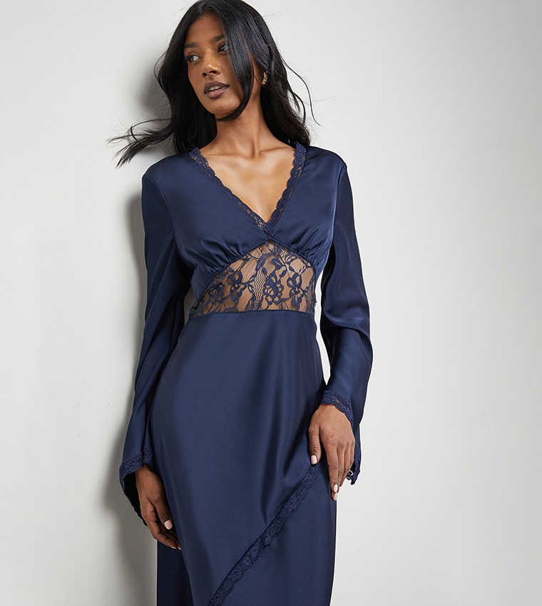 lace up bridesmaid dress A-Line Square Neck Corset Dark Blue Long with Back Size:XS (4-6) This ensemble epitomizes classic Loose linen dress Executive V Neck Ponte