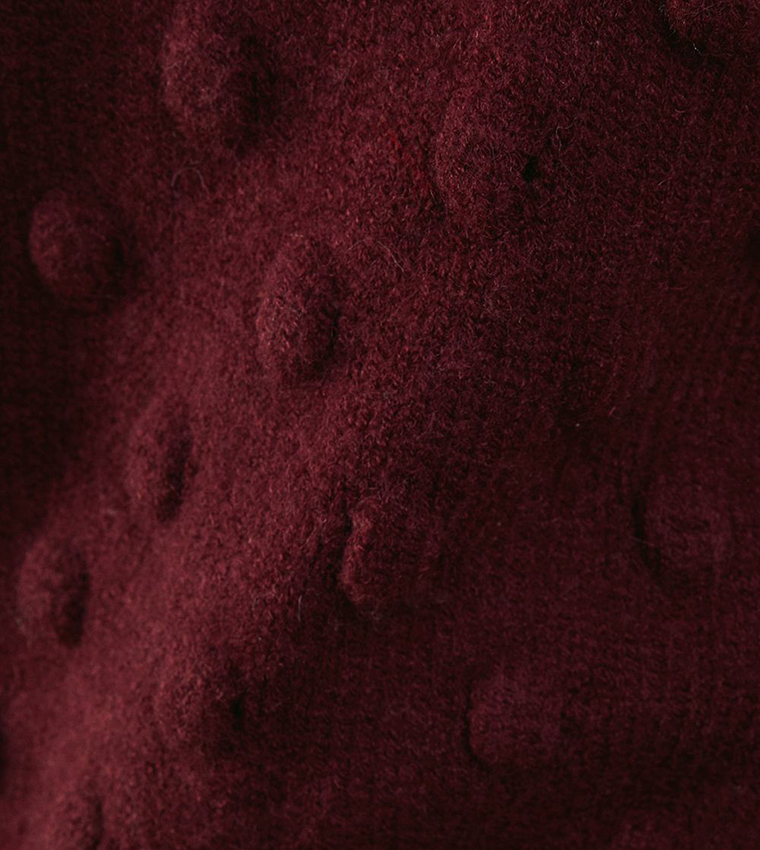 Bubble Knit Slouchy V-Neck Sweater