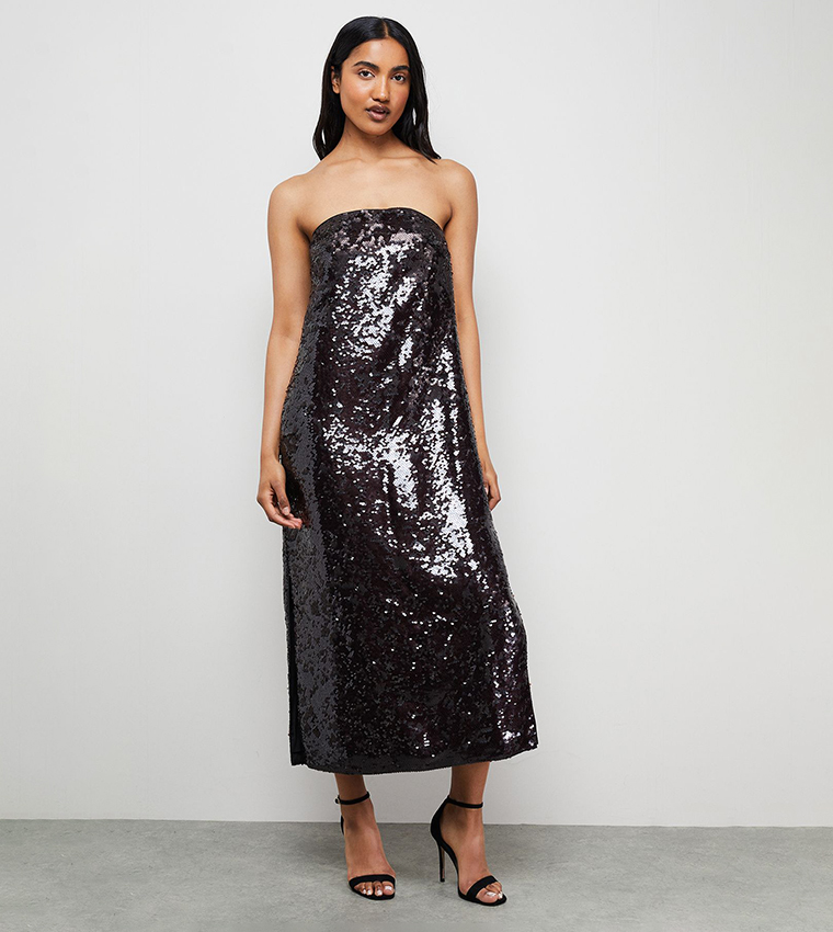 Sequined Bandeau Midi Dress