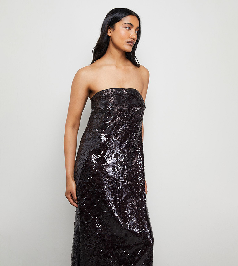 Sequined Bandeau Midi Dress