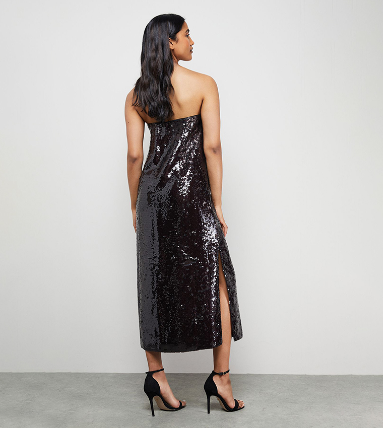 Sequined Bandeau Midi Dress