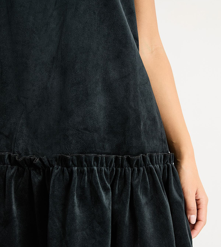 Petite Bonded Velvet High Neck Mini Dress