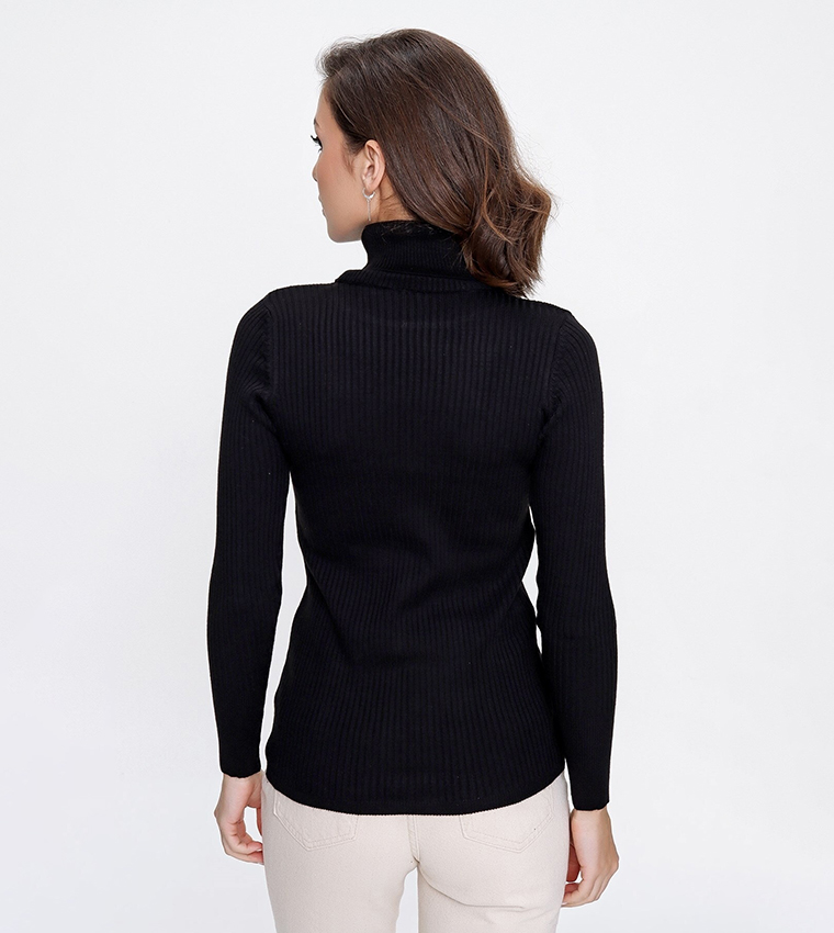 Ribbed Turtleneck Top