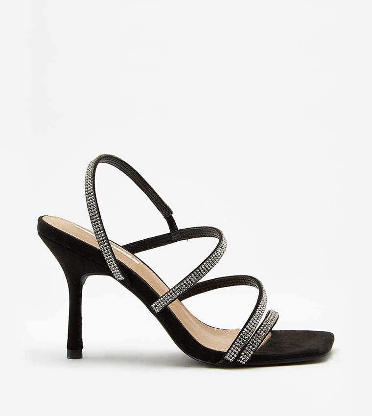 Black diamante heeled outlet sandals