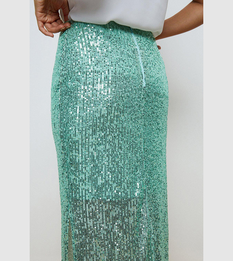 Buy Wallis Sequin Pencil Midi Skirt In AQUA 6thStreet UAE