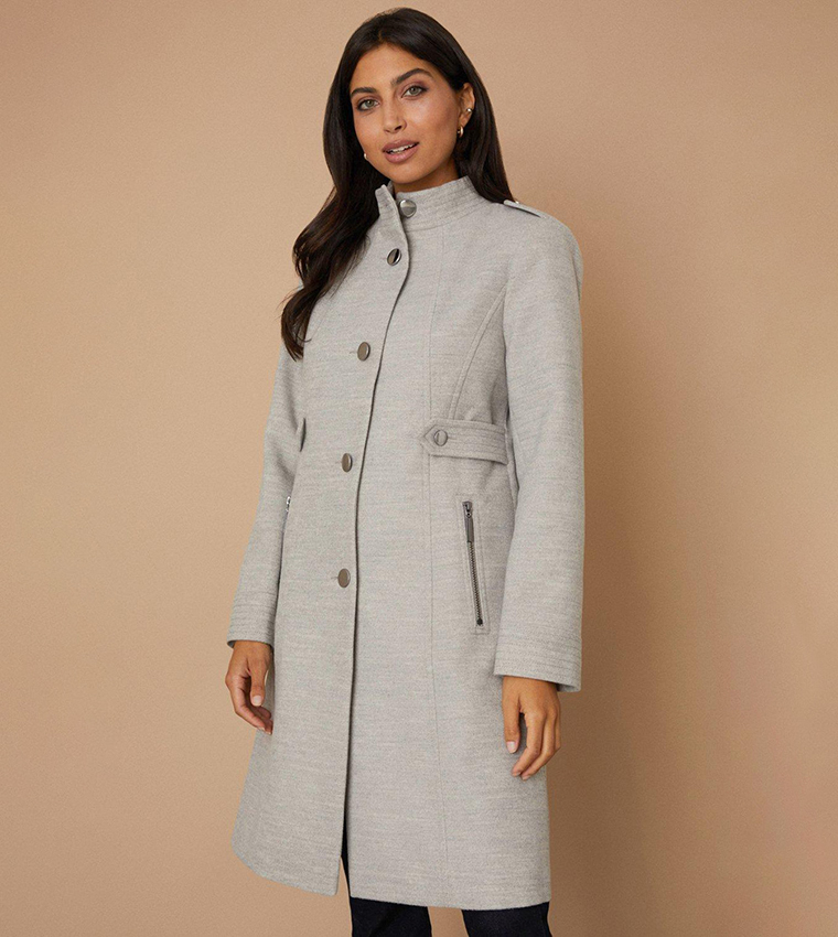 Wallis zip pocket funnel on sale coat