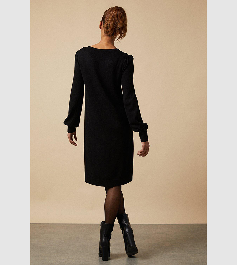 Buy Wallis Knitted Crew Neck Swing Dress In Black | 6thStreet Kuwait Buy Wallis Knitted Crew Neck Swing Dress In Black | 6thStreet Kuwait
