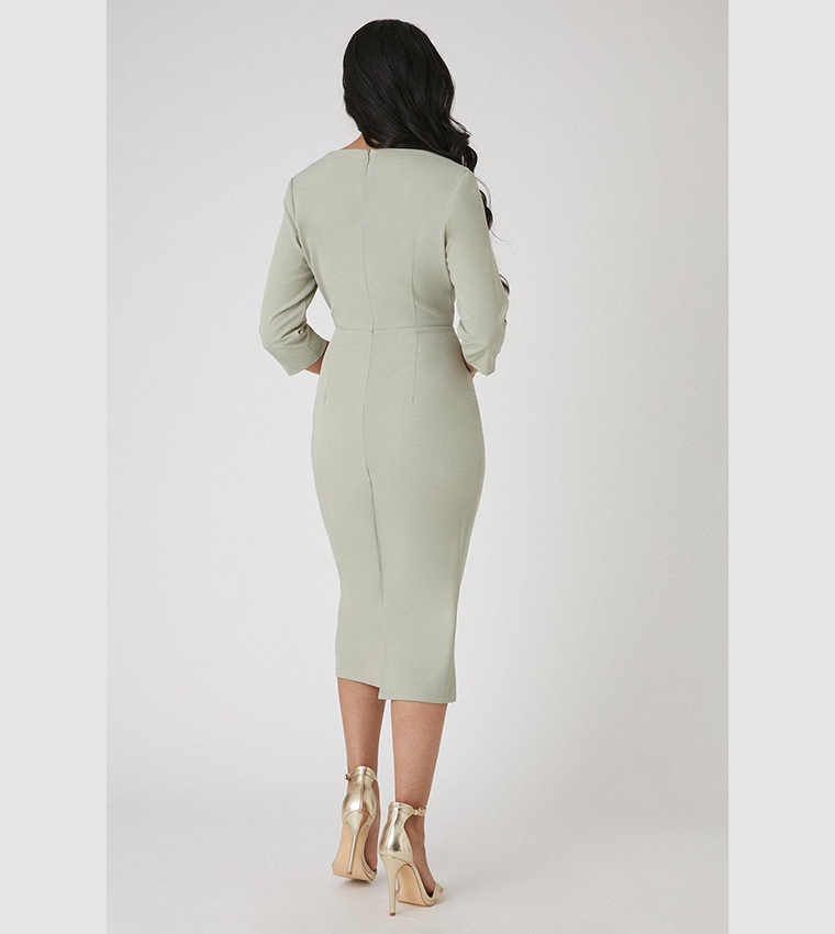 Buy Wallis Tailored Cowl Detail Midi Dress In Sage 6thStreet Qatar