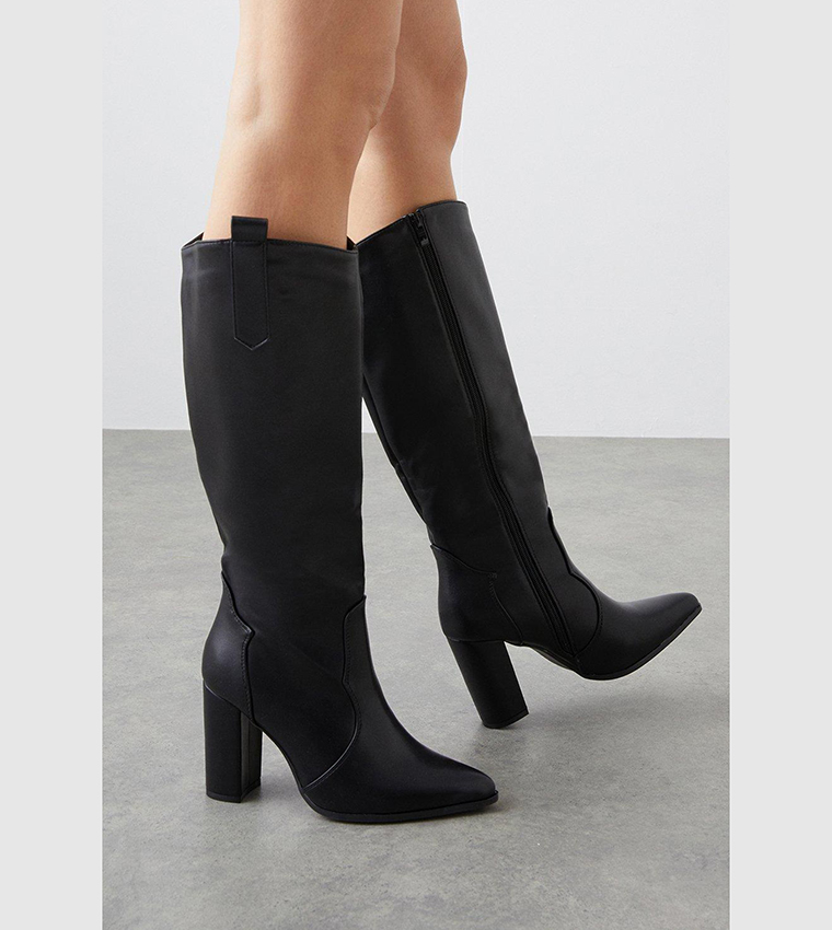 Wallis black knee high boots sale