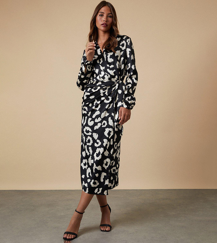 Buy Wallis Tall Mono Animal Wrap Midi Dress In Multiple Colors ...