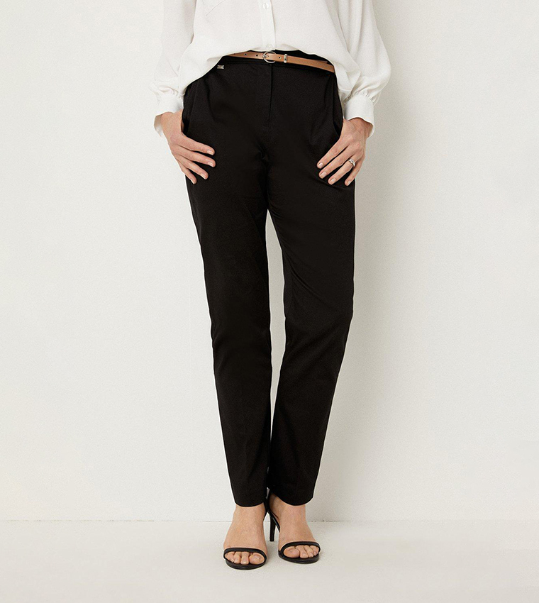 Buy Only Black Tall High Waisted Faux Leather Workwear Trousers from Next  India