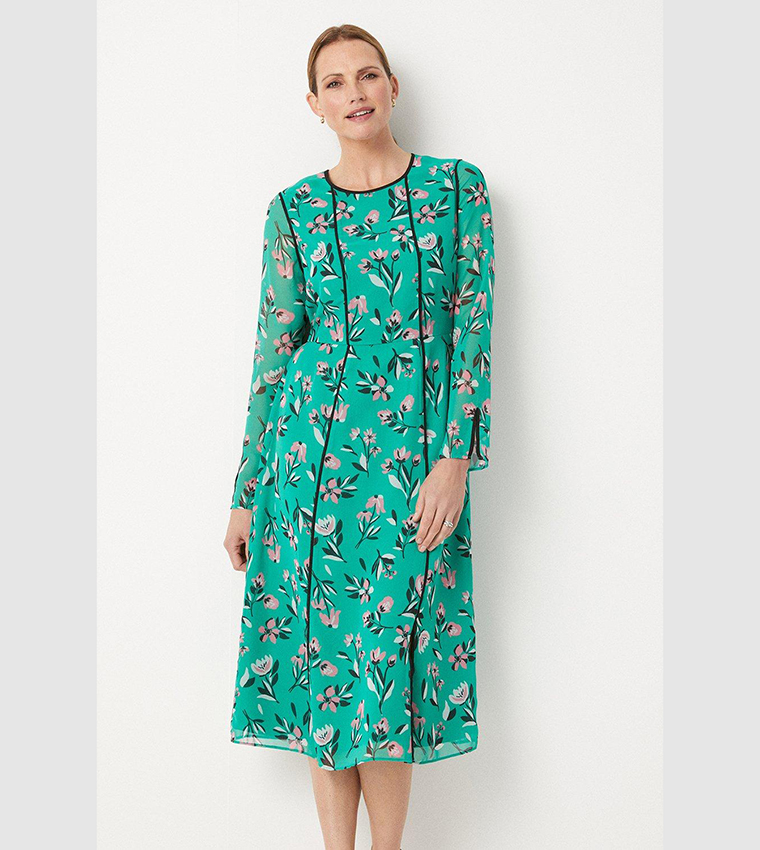 Buy Wallis Green Floral Print Midi Dress In Green | 6thStreet UAE