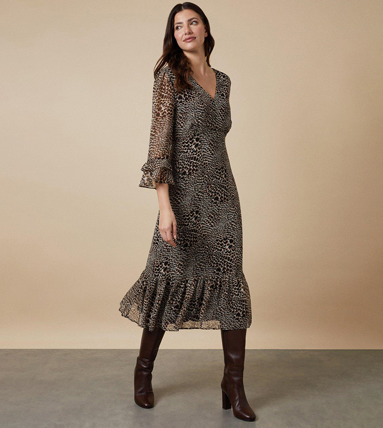 Buy Wallis Tall Animal Print Heart Printed Tea Midi Dress In Multiple Colors 6thStreet Oman