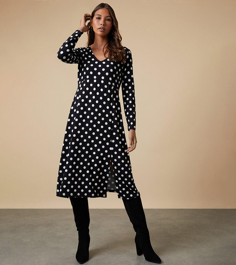 Buy Wallis Mono Spot Jersey Midi Dress In Multiple Colors | 6thStreet ...