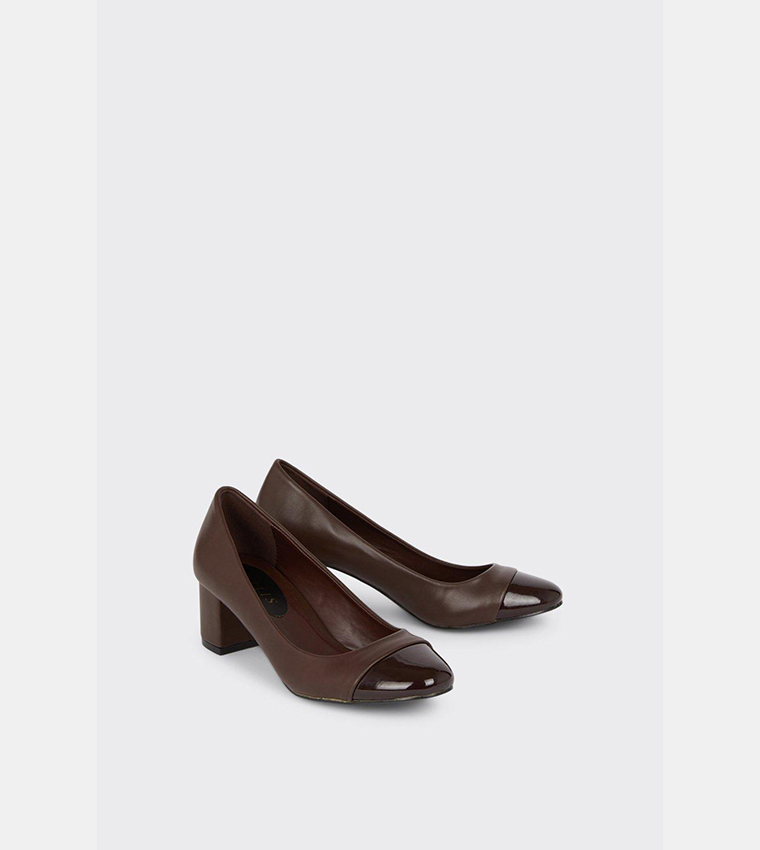 Buy Wallis Lucia Toe Cap Block Heel Court Shoes In Brown 6thStreet Oman