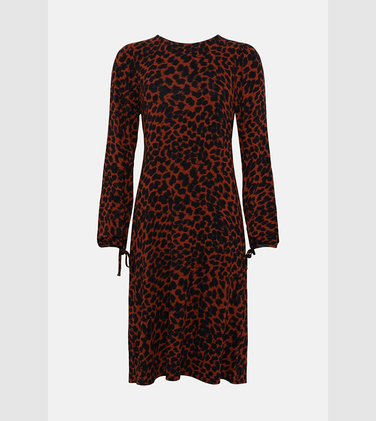 Buy Wallis Tall Neutral Animal Print Tie Cuff Jersey Shift Dress
