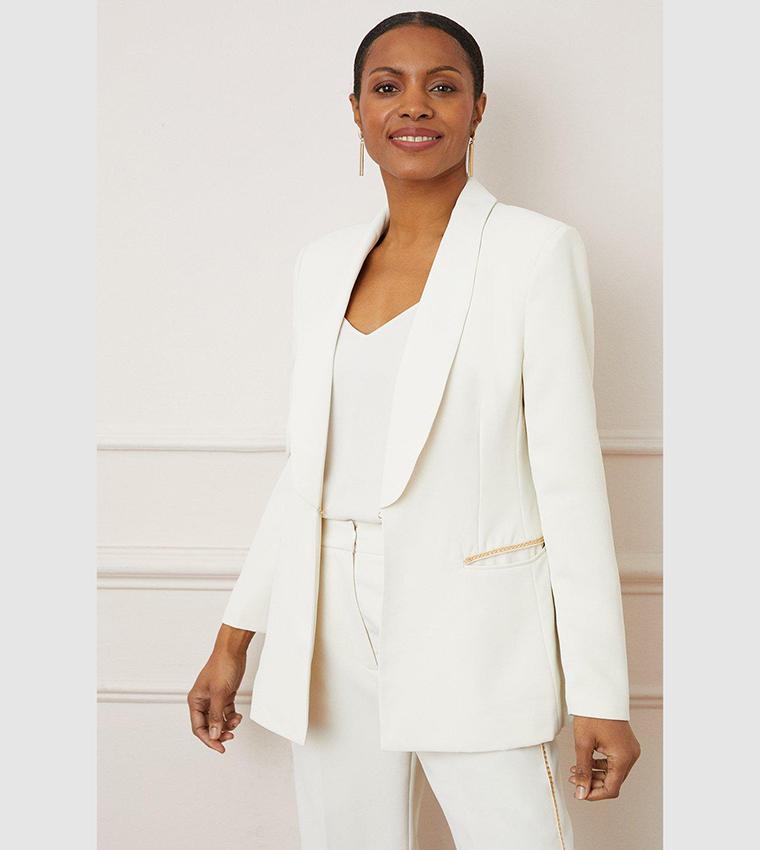 Buy Wallis Chain Detail Fitted Suit Blazer In Ivory 6thStreet Qatar