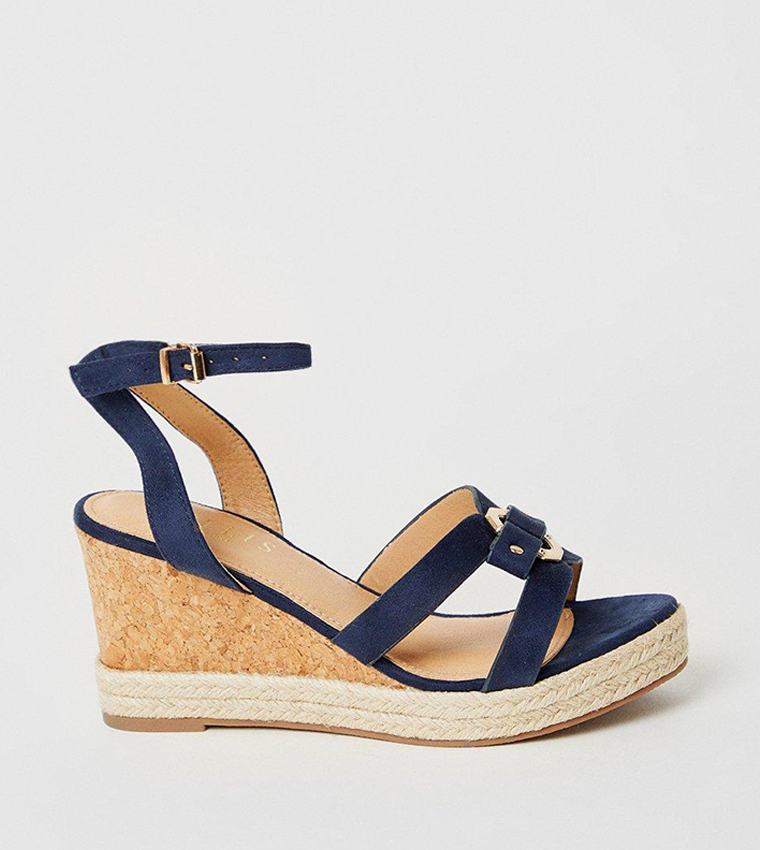 Navy fashion cork wedge sandals