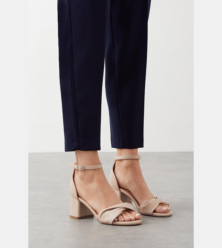 Wide Fit Sophia Soft Twist Low Block Heeled Sandals