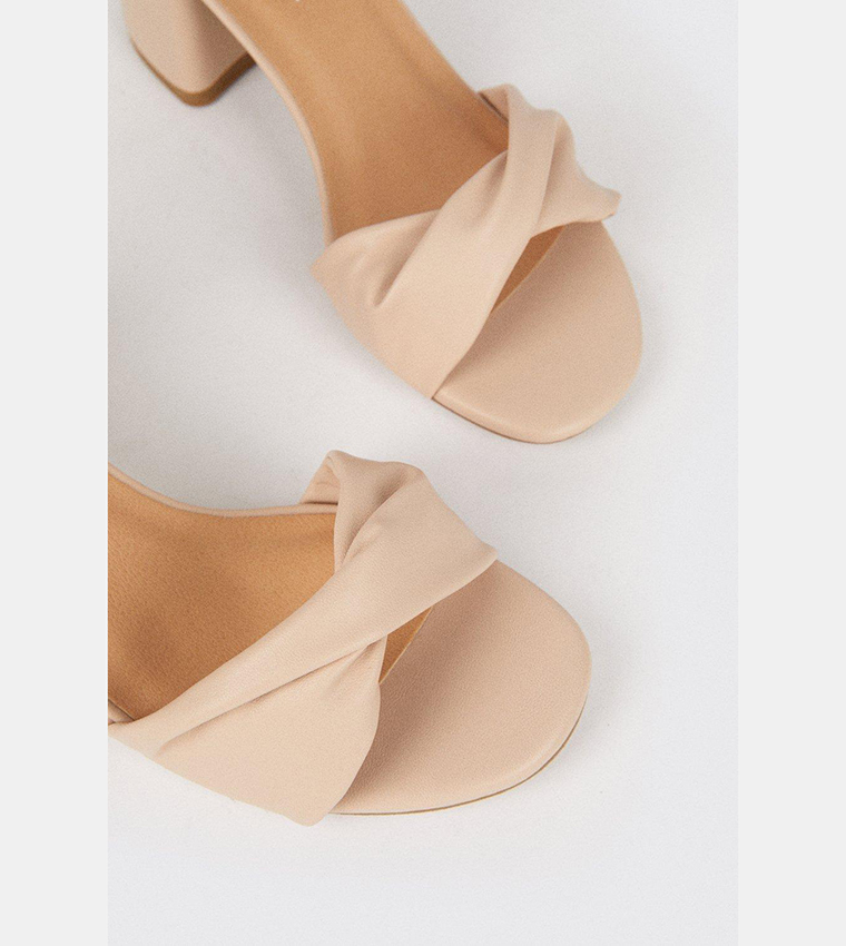 Wide Fit Sophia Soft Twist Low Block Heeled Sandals