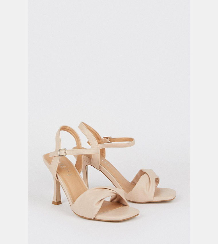 Wide Fit Sally Two Part Twist Detail Heeled Sandals