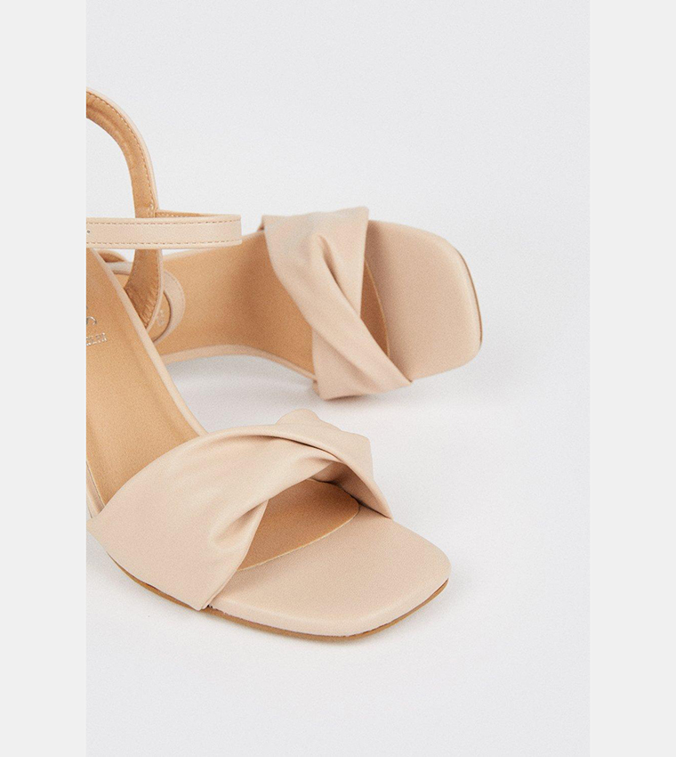 Wide Fit Sally Two Part Twist Detail Heeled Sandals