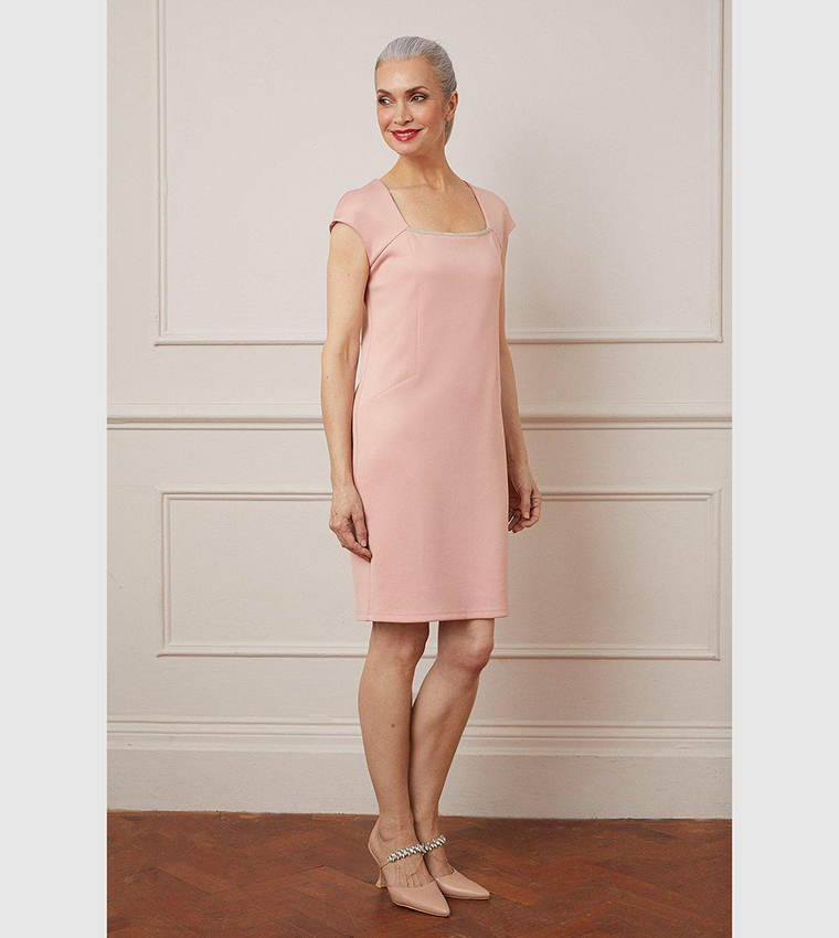 Blush sheath outlet dress with sleeves