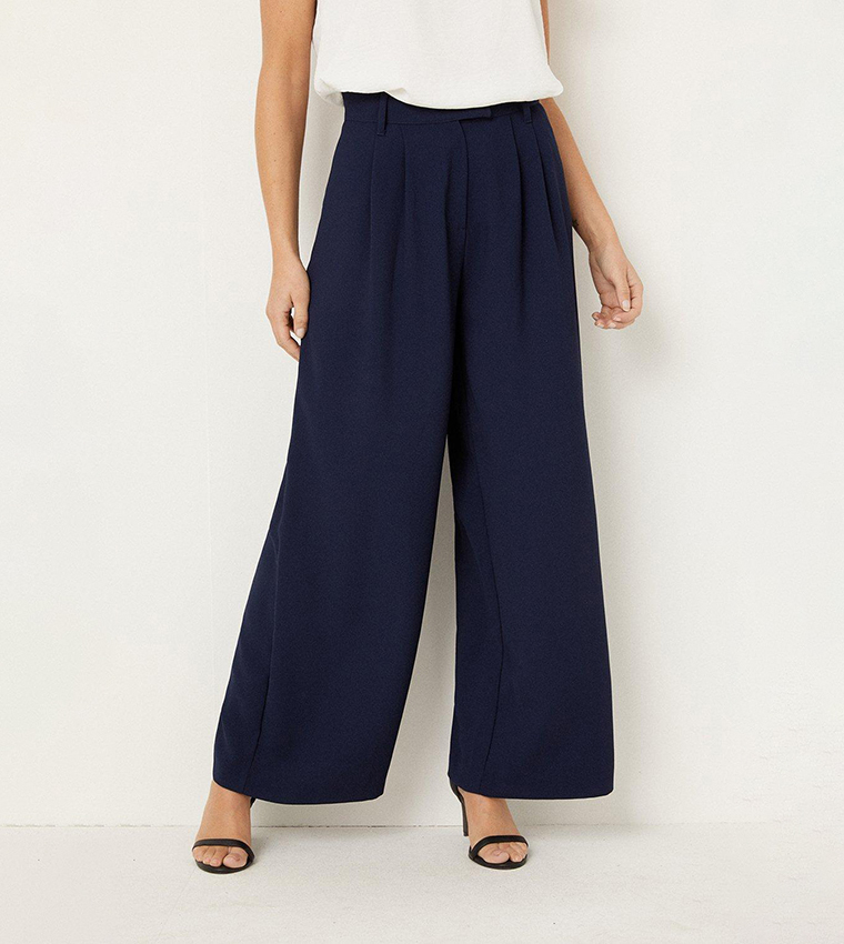 Buy Wallis Navy Wide Leg Trousers In Navy | 6thStreet Saudi Arabia