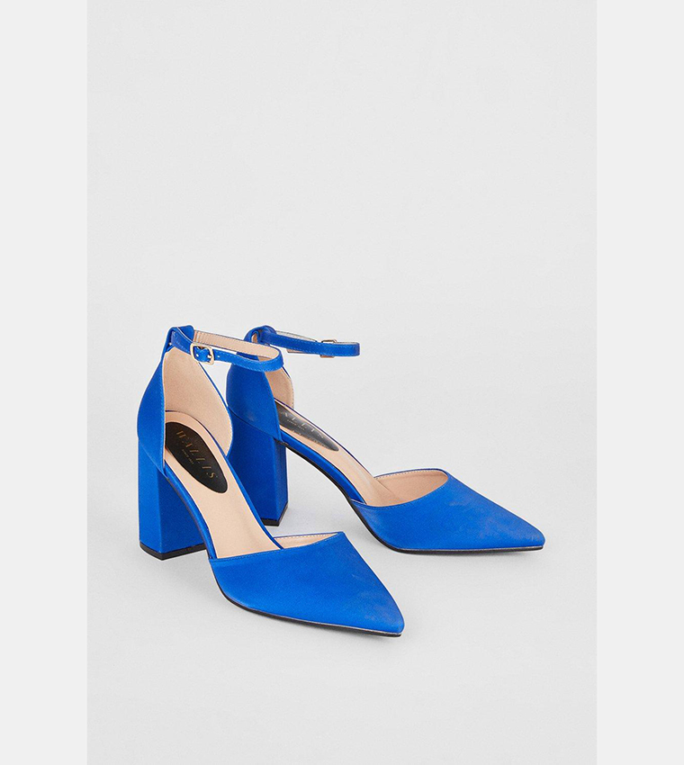 Buy Wallis Elodie Back Strap Detail Pointed Block Heeled Court Shoes In COBALT 6thStreet Kuwait