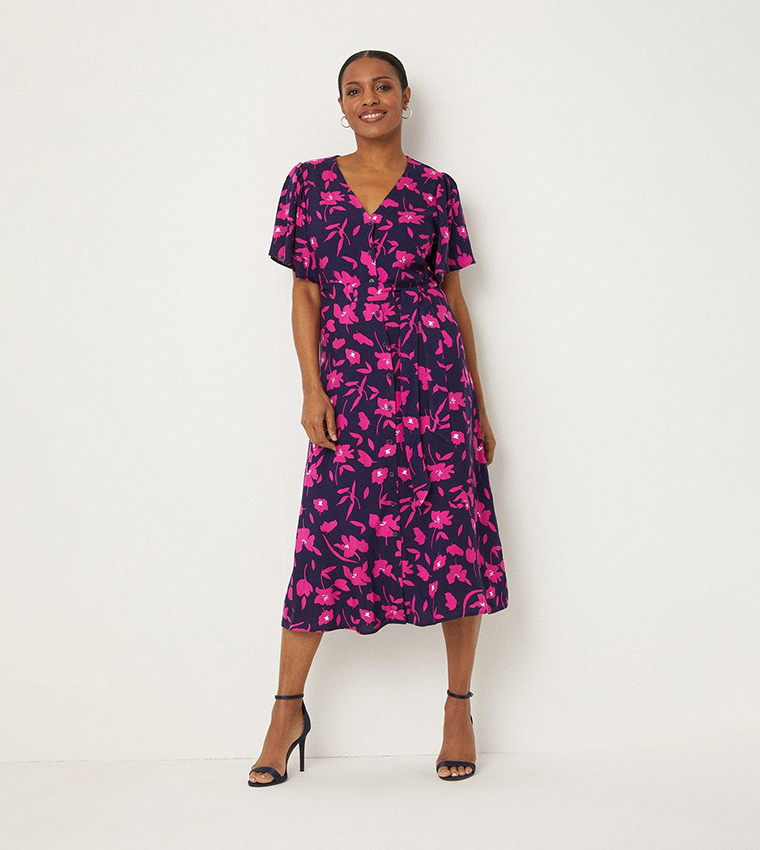 Wallis pink sale floral dress