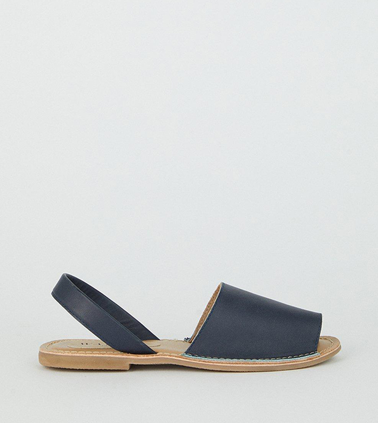 Buy Wallis Leather Jazz Two Part Slingback Flat Sandals In Navy
