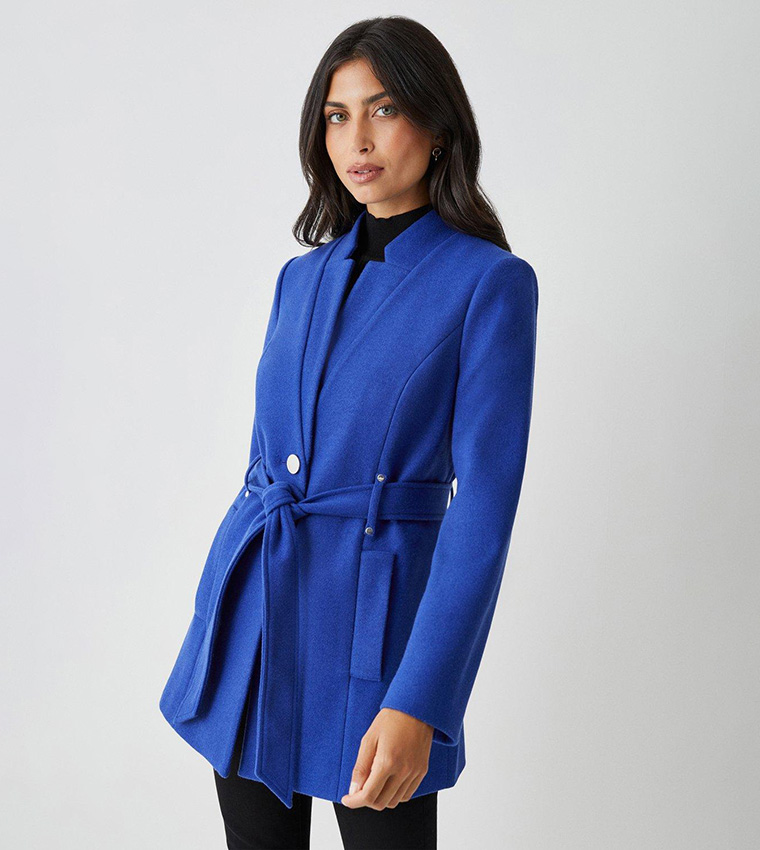 Buy Wallis Short Belted Wrap Coat In COBALT | 6thStreet UAE