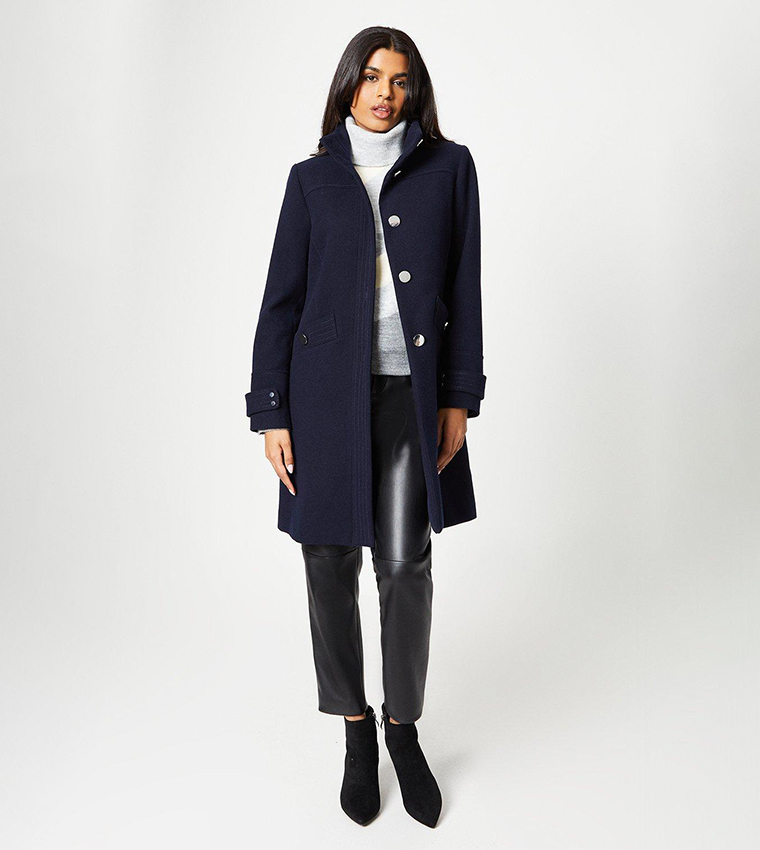 Buy Wallis Petite Funnel Neck Coat In Navy 6thStreet Bahrain