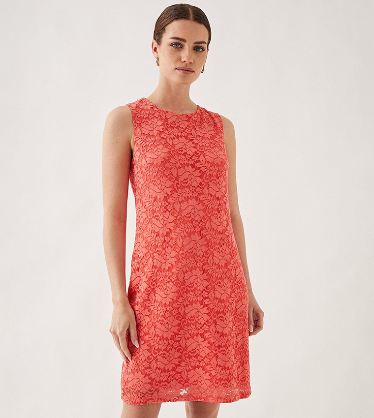 Buy Wallis Sleeveless Lace Shift Dress In Coral 6thStreet Bahrain