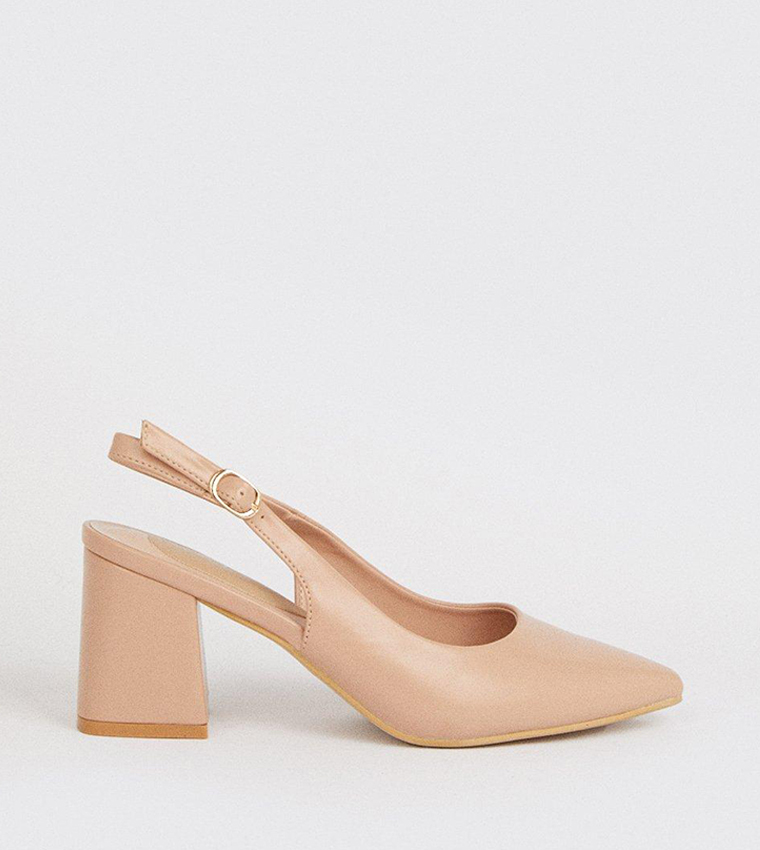 Buy Wallis Estell Slingback Pointed Block Heeled Court Shoes In NEUTRAL 6thStreet UAE