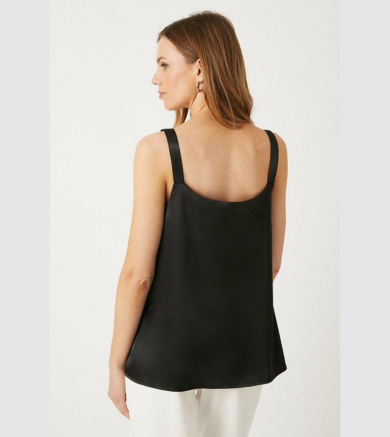 Lace Trim V-Neck Textured Stretch Cotton Cami, Camisoles