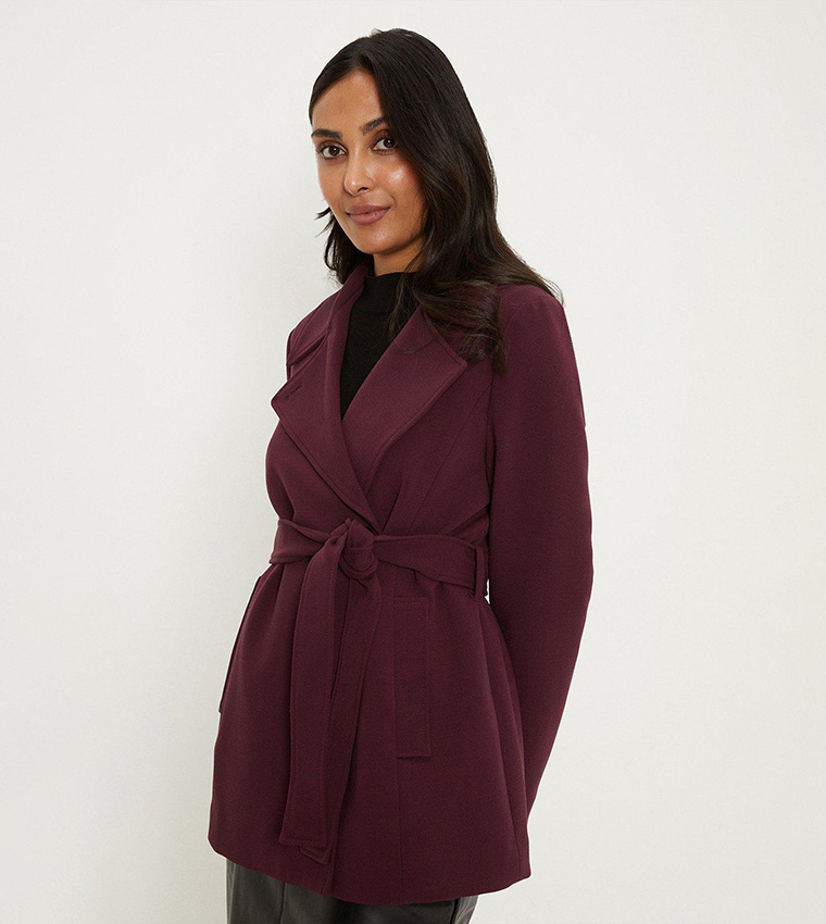 Berry belted wrap outlet coat