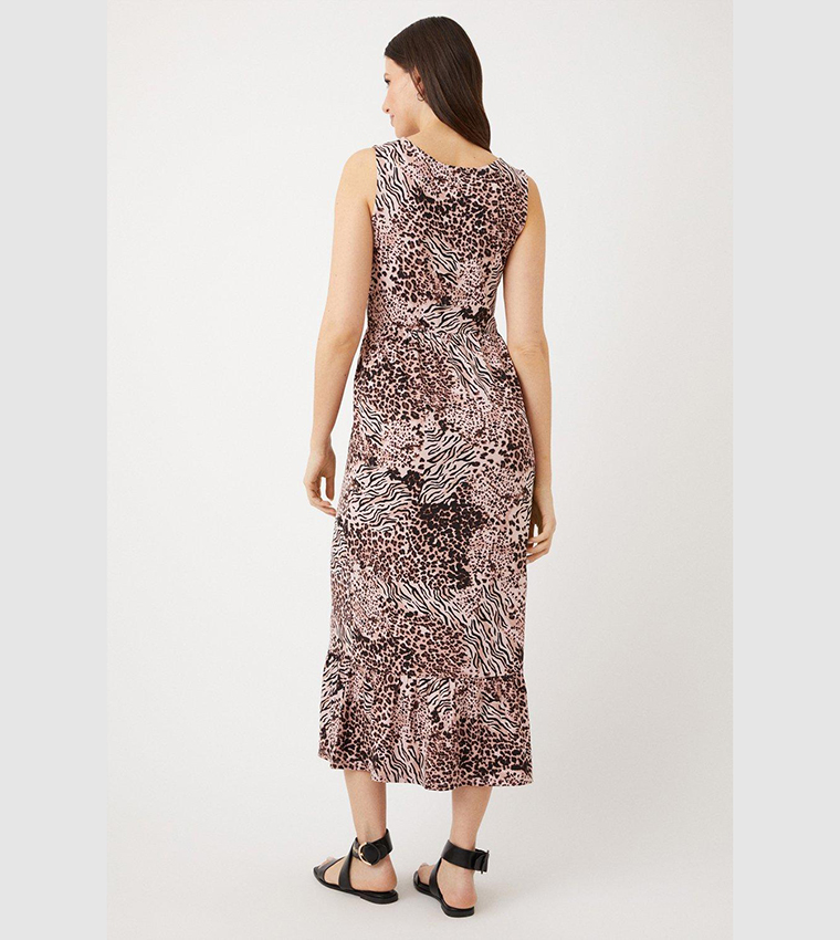 Wallis pink animal outlet print dress