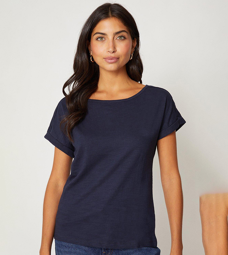 Essential Cotton Slub Roll Sleeves T-Shirt