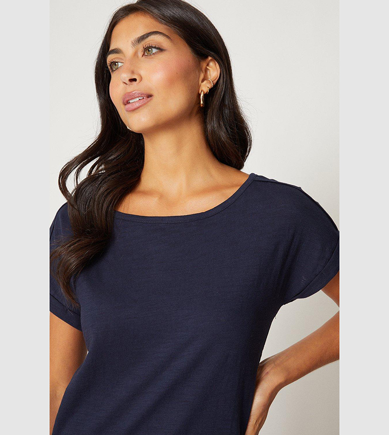 Essential Cotton Slub Roll Sleeves T-Shirt