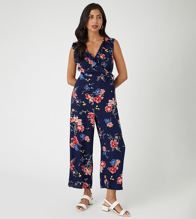 Navy floral jumpsuit on sale