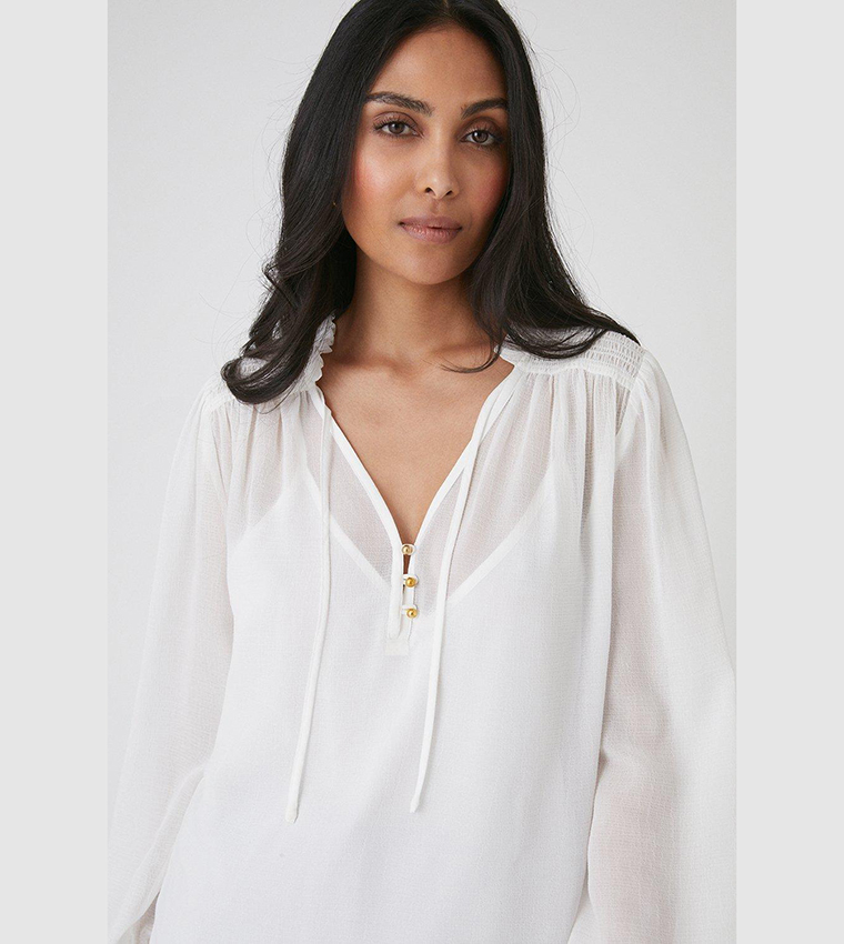 Buy Wallis Textured Woven Boho Top In Ivory | 6thStreet Saudi Arabia