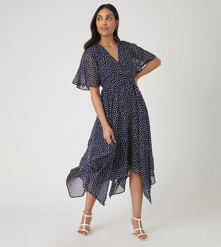 Wallis navy spot store dress