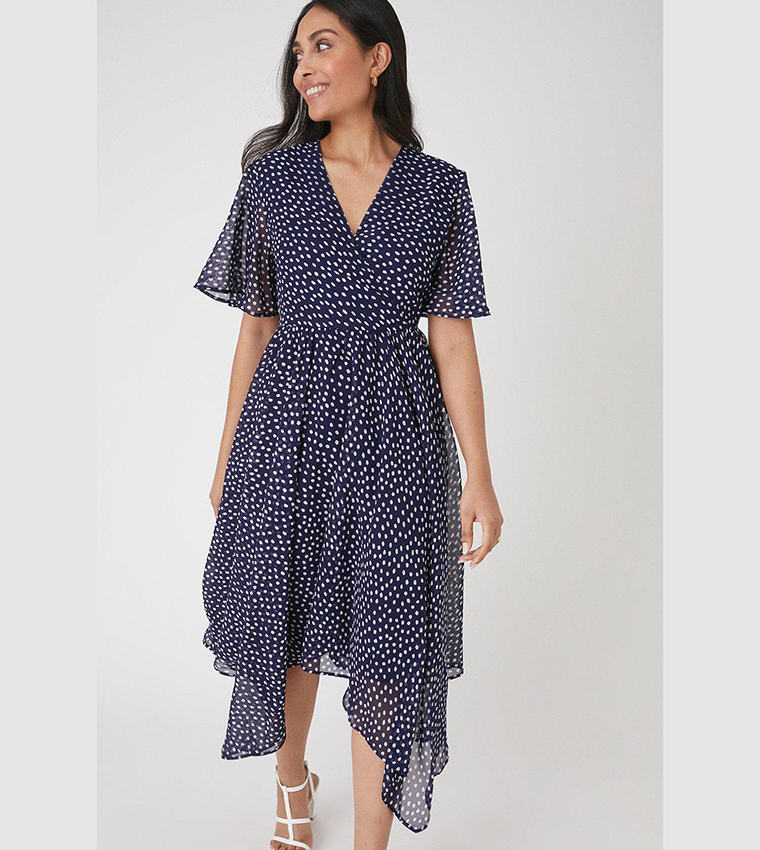 Belle Shirred Waist Midi Dress - Navy