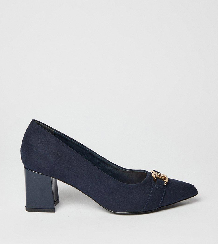 Wide Fit Darcy Pointed Trim Detail Block Heel Pumps