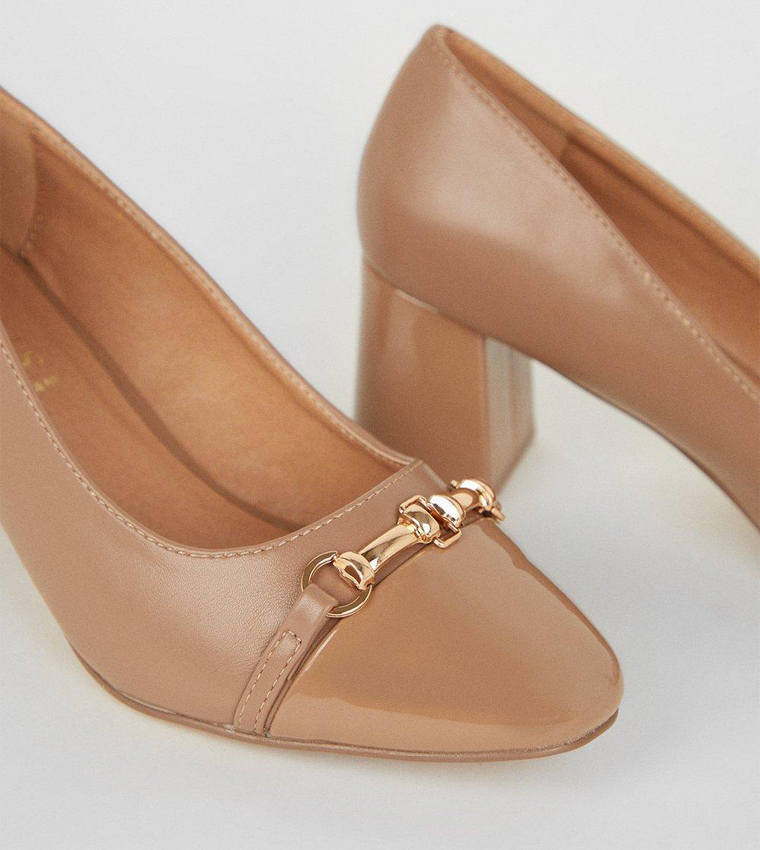 Buy Wallis Wide Fit Delta Toe Cap Snaffle Detail Pumps In Beige
