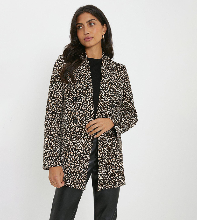 Buy Wallis Double Breasted Animal Blazer In ANIMAL | 6thStreet Qatar