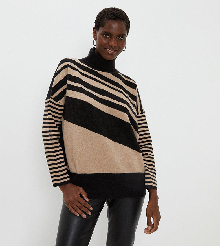 Camel high neck clearance jumper