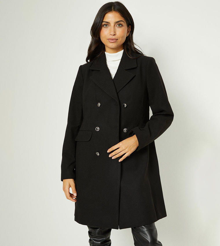 Wallis black faux wool best sale military coat