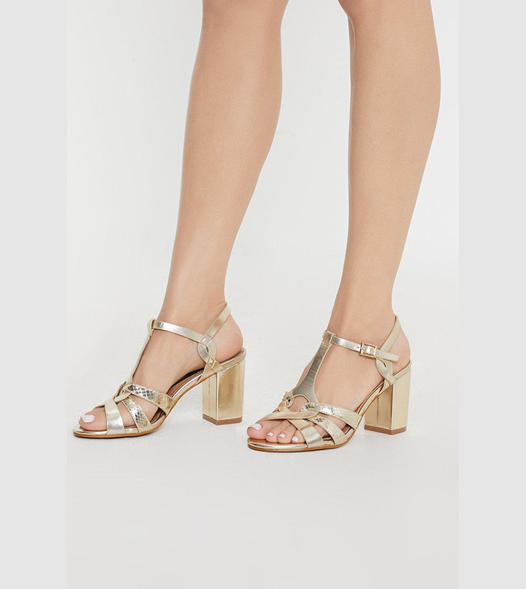 Buy Wallis Sabrina Block Heel Sandals In CHAMPAGNE 6thStreet Qatar